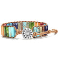 7 Chakra Bracelets for Women with Real Stones Leather Wrap Healing Crystal Bead Bracelet Women Men Boho Friendship Jewelry