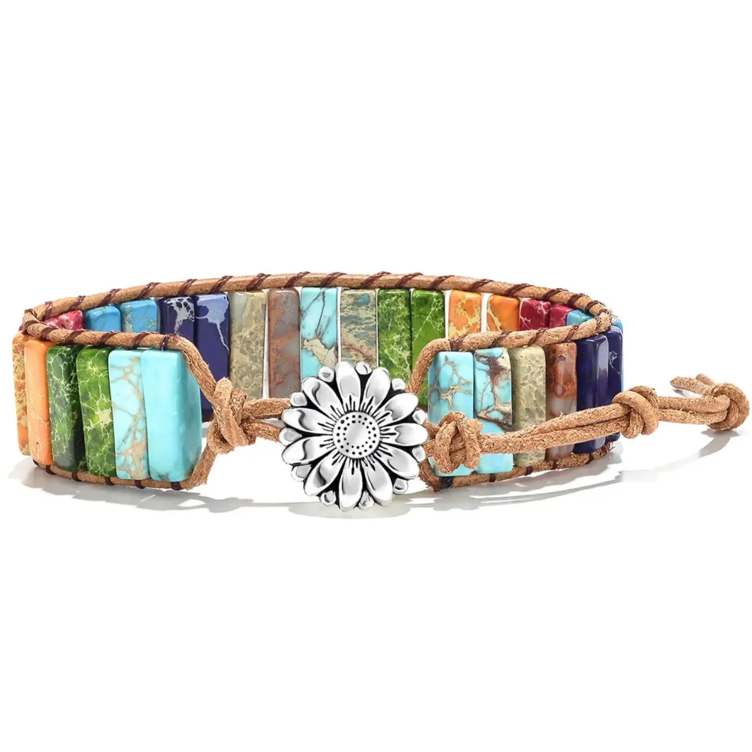 7 Chakra Bracelets for Women with Real Stones Leather Wrap Healing Crystal Bead Bracelet Women Men Boho Friendship Jewelry