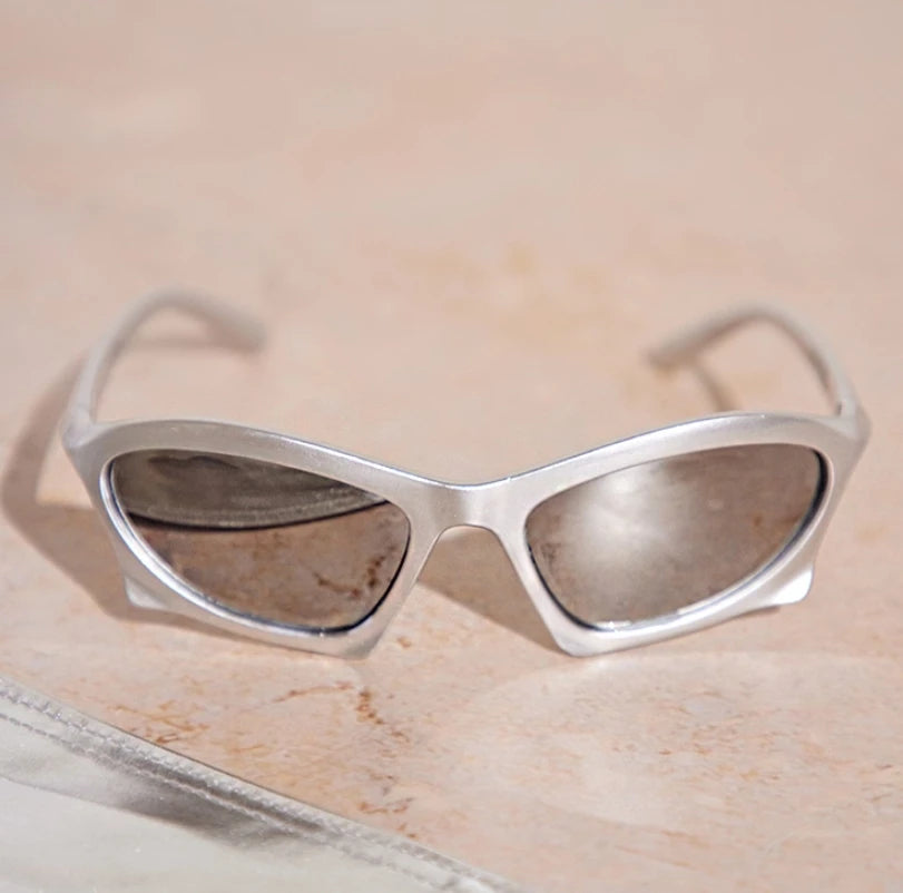 STORY T320 Fashion Futuristic Silver Mirrored Sport Sun Glasses Men Women 2024 Y2K Trendy Mercury Gold Frame Cycling Sunglasses