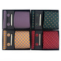 Men's Luxury Paisley Necktie Set with Pocket Square and Cufflinks Tie Bar Gift Box for Business or Wedding Polyester Material