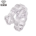 New Design Sparkling Ring Hot Selling Zircon Clover Shape Hip Hop Accessories Jewelry for Women Men Unisex