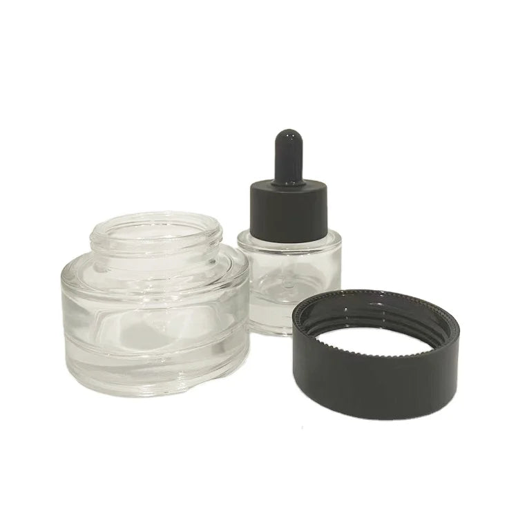 Custom Cosmetic Packaging Set Skincare Pump Face Toner Bottle Lotion Serum Glass Bottle 30g 50g Cream Jar