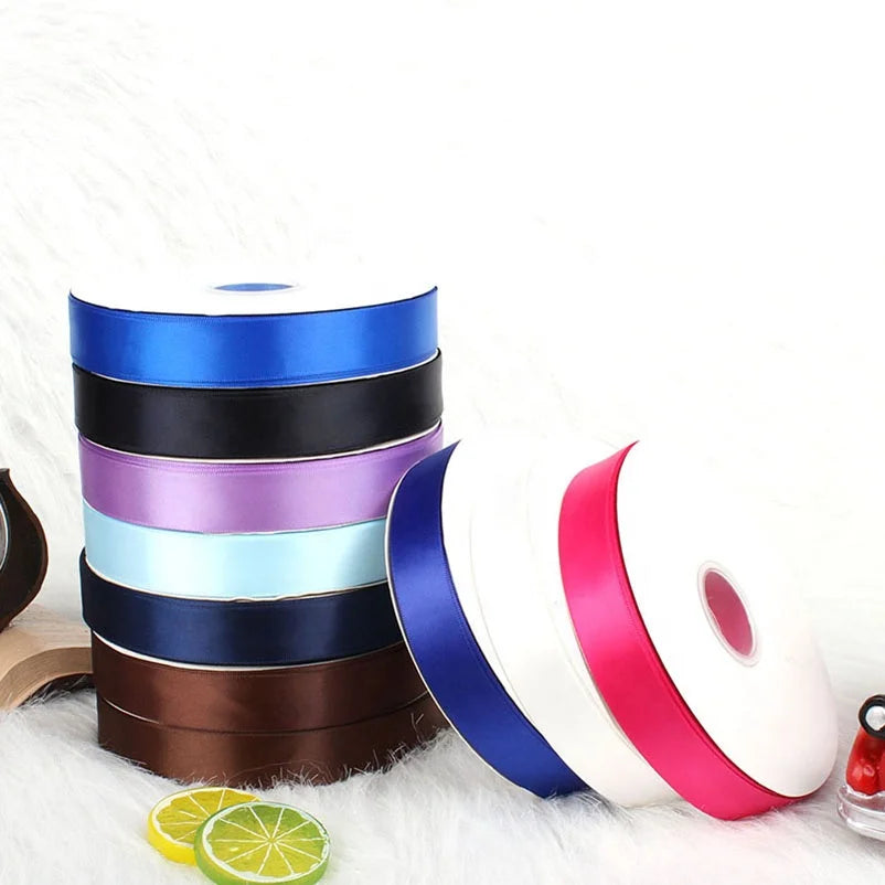 100% Polyester 1inch Satin Ribbons Single Face Style Factory Wholesale Solid Color Support Party