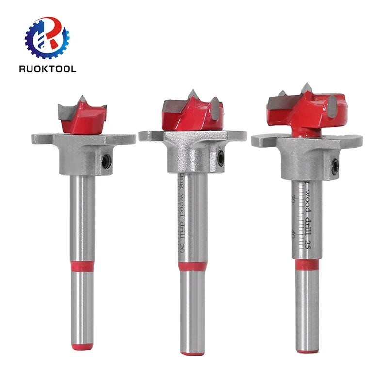 RUOKTOOL 5Pcs Adjustable Woodworking Taladro De Ala Plana Wood Cobalt Steel Alloys Forstner Drill Bit Set