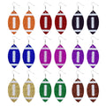 Tiktok Big Statement Earrings Glitter Faux Leather Earrings Rugby American Football Earrings for Women