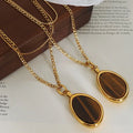 Wholesale Palace Style 2022 New Hot Jewelry Clavicle Chain Natural Tiger Eye Stone Pendant 18k Stainless Steel Necklace