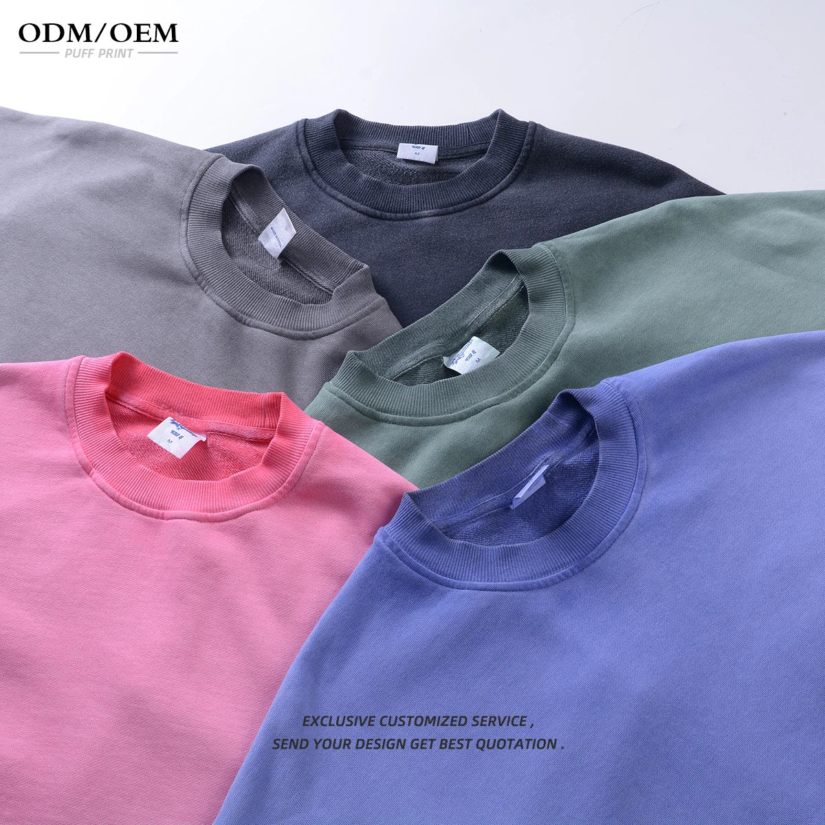 Heavyweight 430g Vintage Oversized Crewneck Sweatshirt for Men Long Sleeve Tshirt Solid Color Tee Acid Wash Shirt Pullover Top