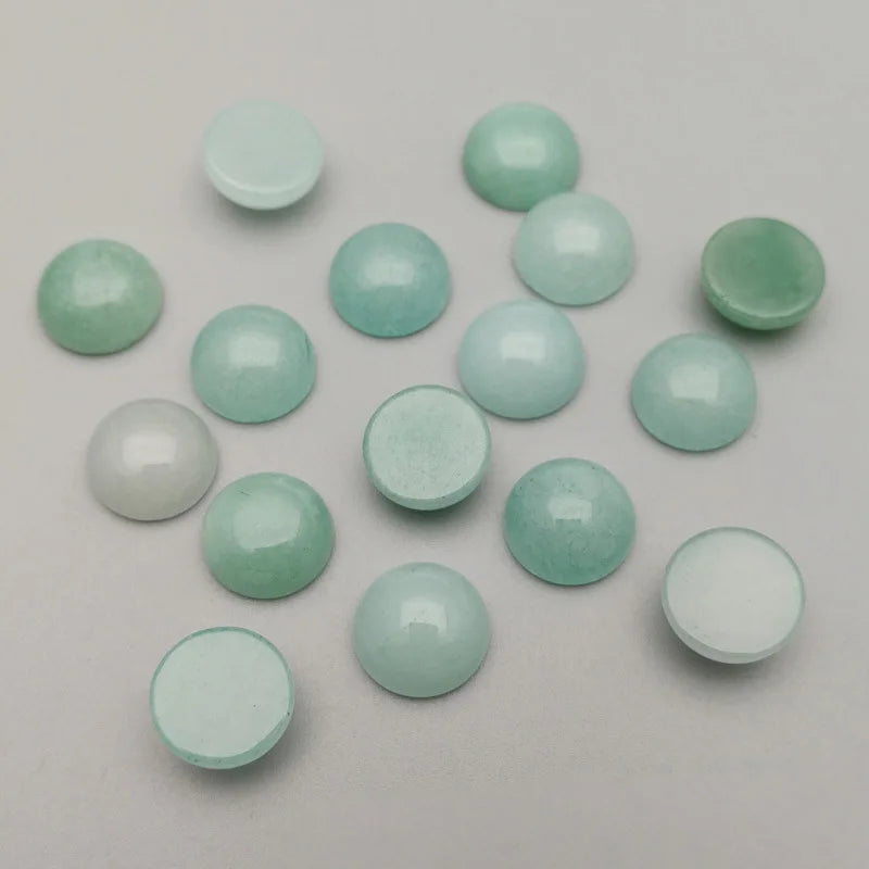 Huiying Top Quality Gemstone Making Green Color 10mm Round Cabochon Beautiful Stone Crystal Jewelry Crafts
