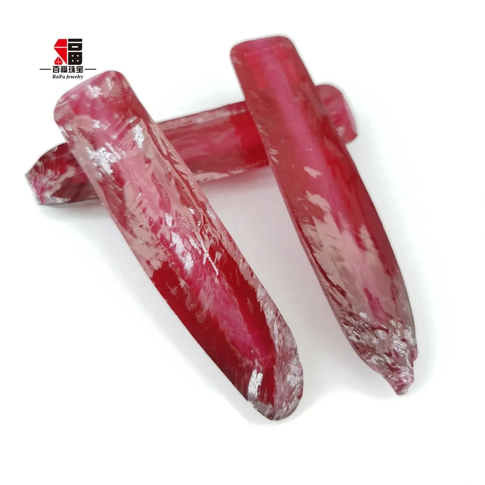 Baifu Jewelry Top Quality Synthetic Corundum Like Burma Ruby Uncut Raw Opaque Ruby Rough