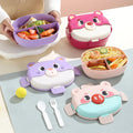 Double-layer Children's Bento Box 3 Compartments BPA Free Leak Proof Microwave Safe Portable Kids Plastic Buckle Lunch Bento Box