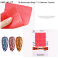 Silicone Nail Print Stencil Plastic Formwork 3D Stereoscopic Relief Stamping Floristic PVC Embossed Template