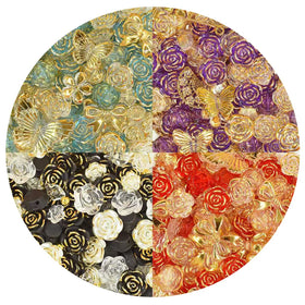 Popular Style Mixed Butterfly Gold Edged Rose Acrylic Loose Beads for Diy Bracelet Jewelry Making Earrings Accessories