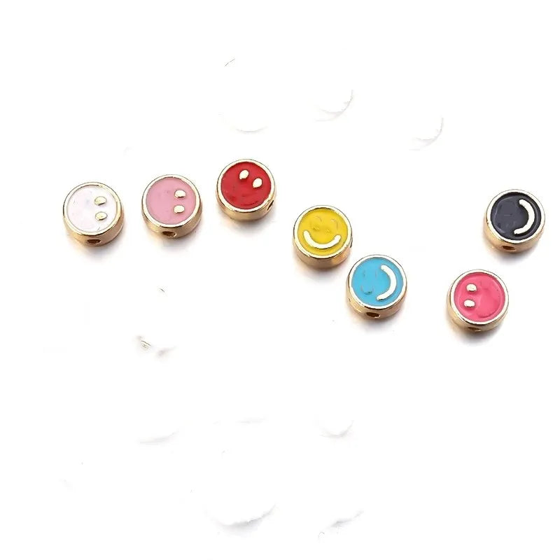 Colorful Enamel Smile Face Round Beads Diy for Jewelry Making Bracelet Necklace Smile Beads Accessory Charm