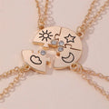 Fashion Simple Stars Moon Sun Clouds Splicing 4 Petals Necklaces Best Friends Couple Sweater Chain Accessories