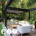 Outdoor Customized Waterproof Balcony Roof Gazebo Garden Pavilion Electric Louvered Pergola With LED Auvent Metal Garden Pergola