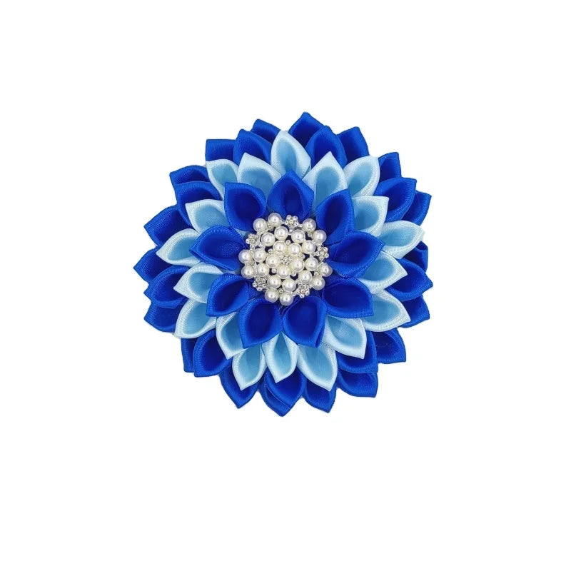 4.5 Inch Blue Pearl Silver Plated Shoulder Corsage Outfit Flower Brooch Pins for Weddings Party and Makes a Great Gift