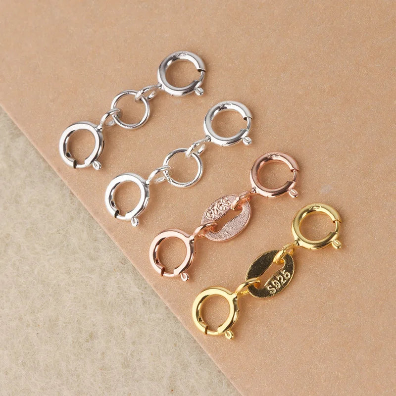 Hot Sale 925 Sterling Silver Connector Clasp Accessories Platinum Gold Plated Spring Clasp for Jewelry Making