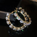 Kaimei 2022 Fashion Jewelry Simple Geometric Hoop Earrings Water Drop Zircon Crystal Gold Clip on Earrings Women Jewelry Gifts
