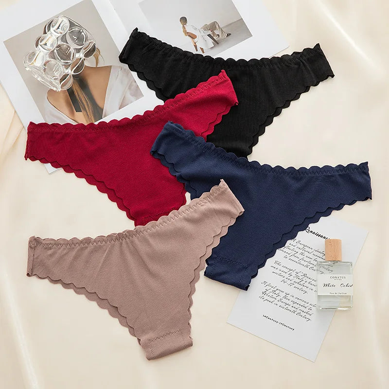 Seamless Briefs Breathable Solid Color Threaded Women's Underwear Breathable Women's Thong