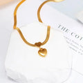 High Polished Fine Glitter Hot Sale Snake Chain Necklace Gold Plated Double Hearts Pendant Necklace for Lady MegaBDM