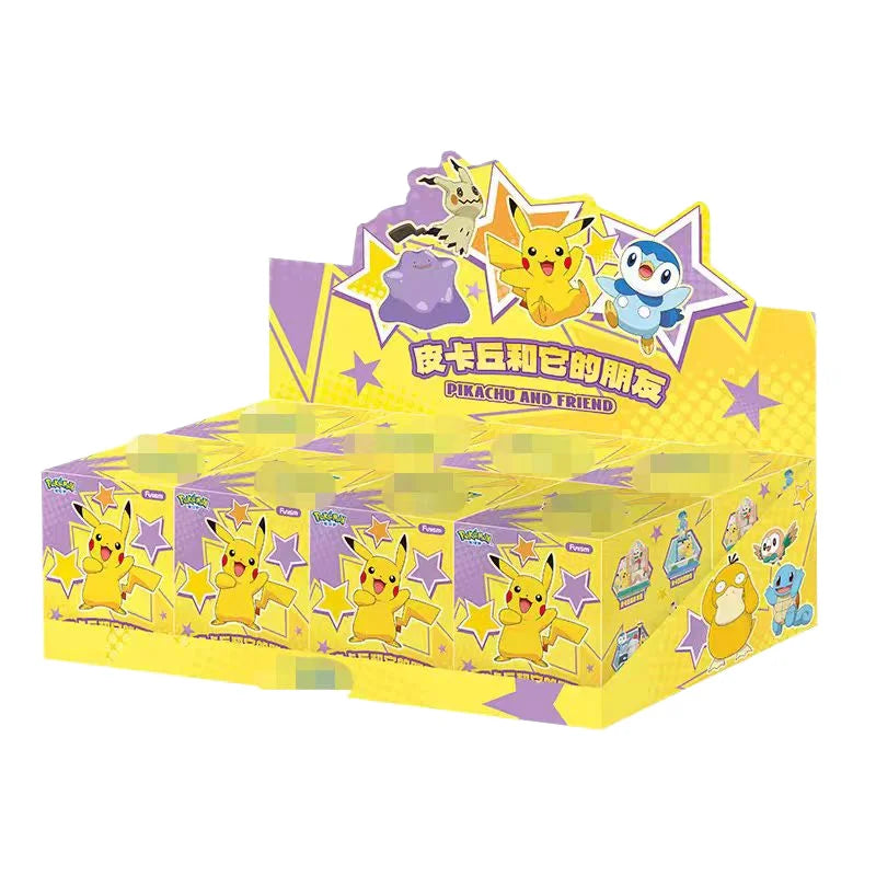 100% Original Japanese Anime 8PCS/Box Pokemoned Pikachu Friend Blind Box PVC Action Figures Collectible Mini Toys Ornaments 14CM
