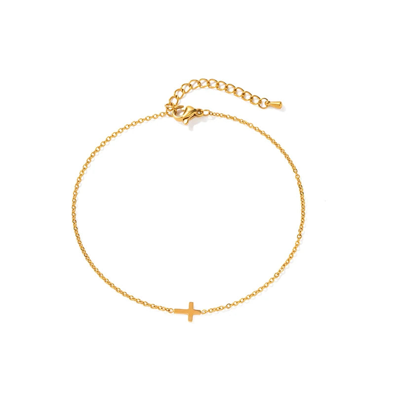 Plated 18K Gold Stainless Steel Cross Bracelet Design Women's Hand Jewelry Romantic Style Party & Anniversary