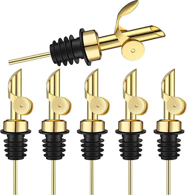 2-in-1 Gold Olive Oil Cork Bottle Sprayer Pour Spouts Dispenser with Kitchen Drinkware Accessory