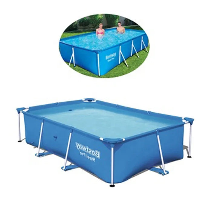 Bestway 56403 2.6m Rectangular Steel Frame Outdoor  Swimming Pool for Family