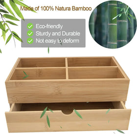 Wood Love Theme Painted Multi-Function Reusable Cosmetic Storage Organizer Box with Drawer for Vanity Desk