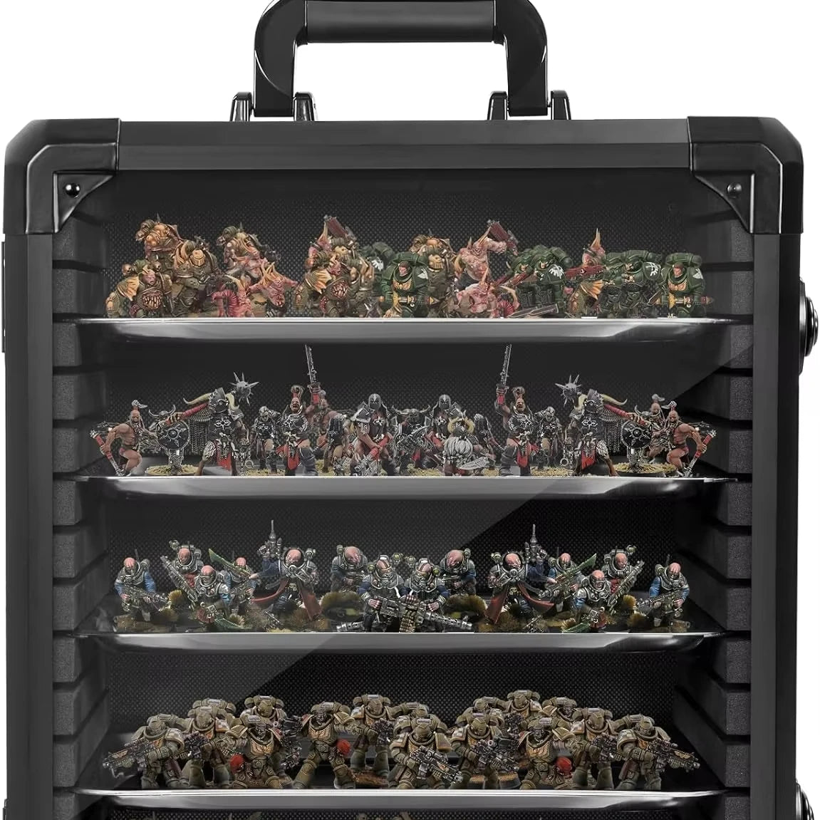 Miniatures Storage Case Miniatures Transport Case Aluminum Alloy Frame with Lock (Medium Size)