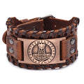 MECYLIFE Mens Viking Leather Wristband North Viking Toten Thor's Hammer Wide Genuine Leather Cuff Bracelet