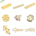 Custom Hardware Gold Clothing Labels with Name Brand Logo Engraved Metal Tags Custom Metal Labels for Garments
