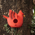 Vibrant Red Cardinal Bird Feeder Resin Ornament with Metal Chain Realistic Feathers & Seed Opening Outdoor Garden Decor