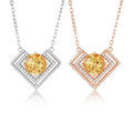 YBO Custom 925 Sterling Silver Fine Jewelry Geometric Heart Pendants 8MM Citrine CZ Real Gemstone Trendy Necklaces for Parties