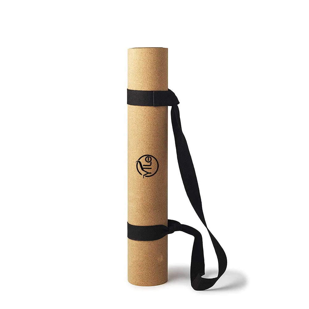 Indoor Fitness Thick Natural Rubber Eco Friendly Cork Mat Yoga with Laser logo