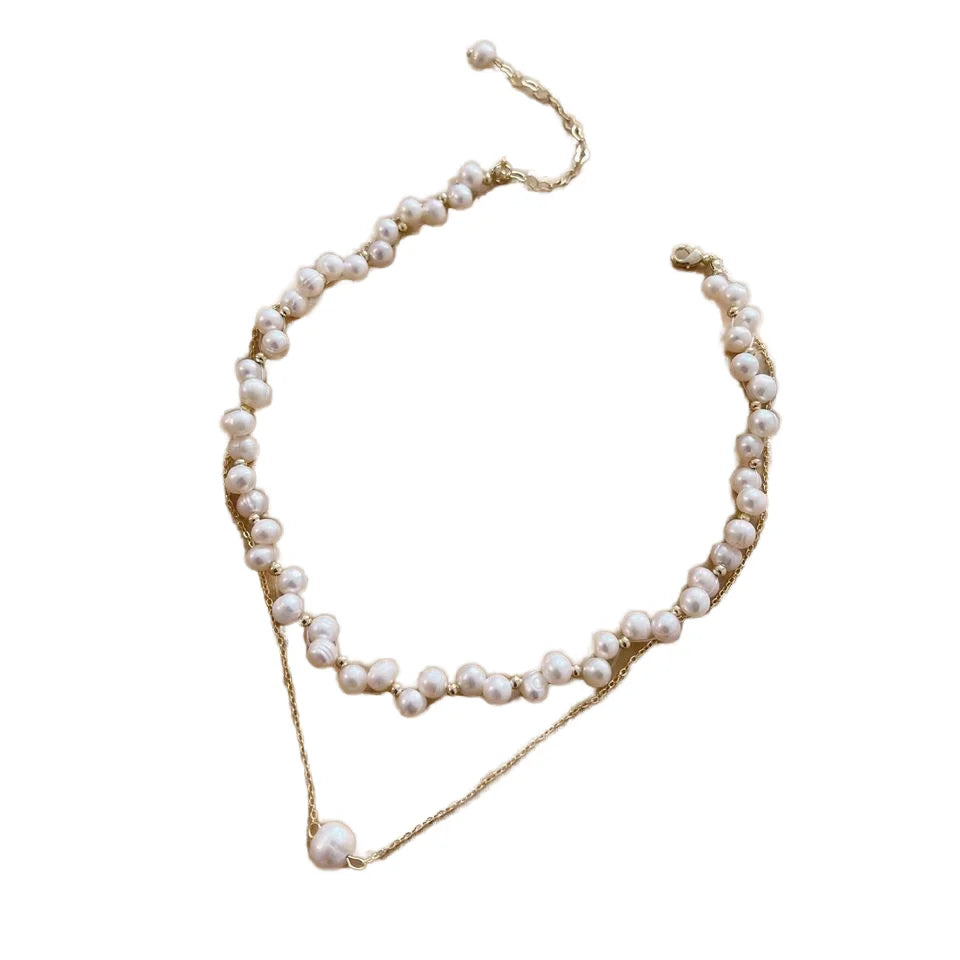 Luxury Fancy Natural Pearl Pendant Necklace Trendy Women's Sweater Chain Jewelry for Wedding Party Engagement