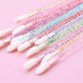 50pcs/bag Crystal Disposable Lip Brush Lipstick Gloss Wands Applicator Made of Plastic and Nylon Hair Makeup Brush