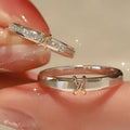 BASQUESUN Eternal Heart Knot Couple Simple Exquisite Unique Color Separation Electroplating Adjustable Valentine's Day Gift Ring