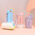 High-Appearance Large Capacity Stainless Steel Student Water Mug Portable Thermos Cup with Cartoon Design for School Use