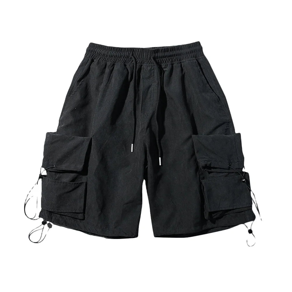 New Style Utility Cargo Shorts for Men with Elastic Waist Mid Rise Hip Hop 100% Cotton Customizable
