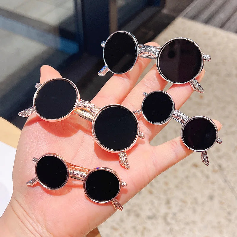 Fashion Glasses Shape Hairpin Creative Round Metal Sunglasses Hair Clips Barrettes Women Girls Cute Headwear