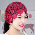 HZM-22325 Hollow-out Snood Crochet Flower Hair Cover Hand Hook Turban Women Summer Insulation Fashion Spring Hats