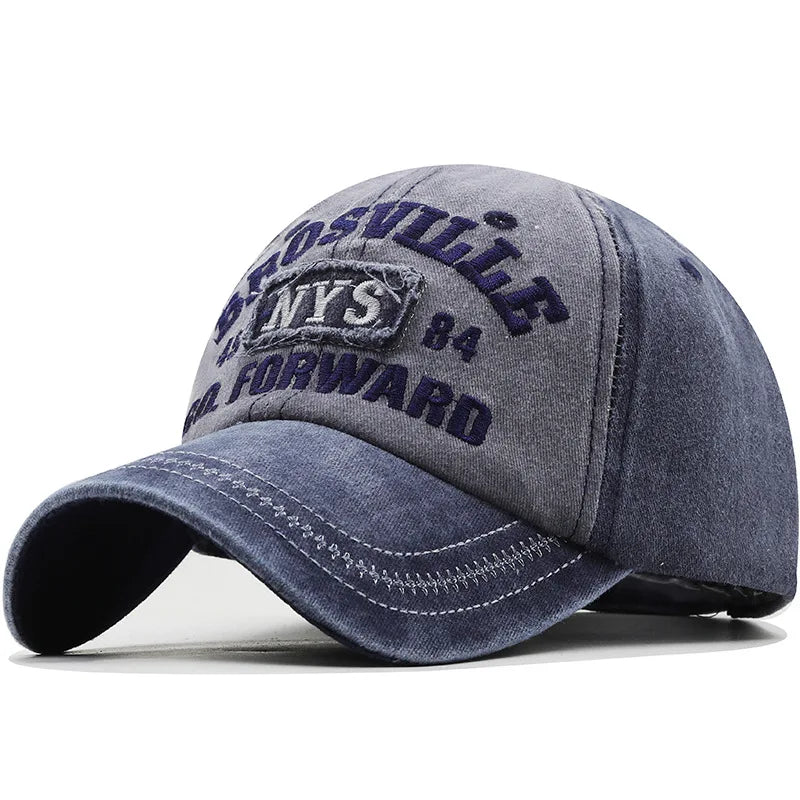 Wholesale Summer Retro Distressed Denim 6-Panel Baseball Cap Unisex Dad Hat Letter Embroidery Soft Metal Buckle BSCI Certified