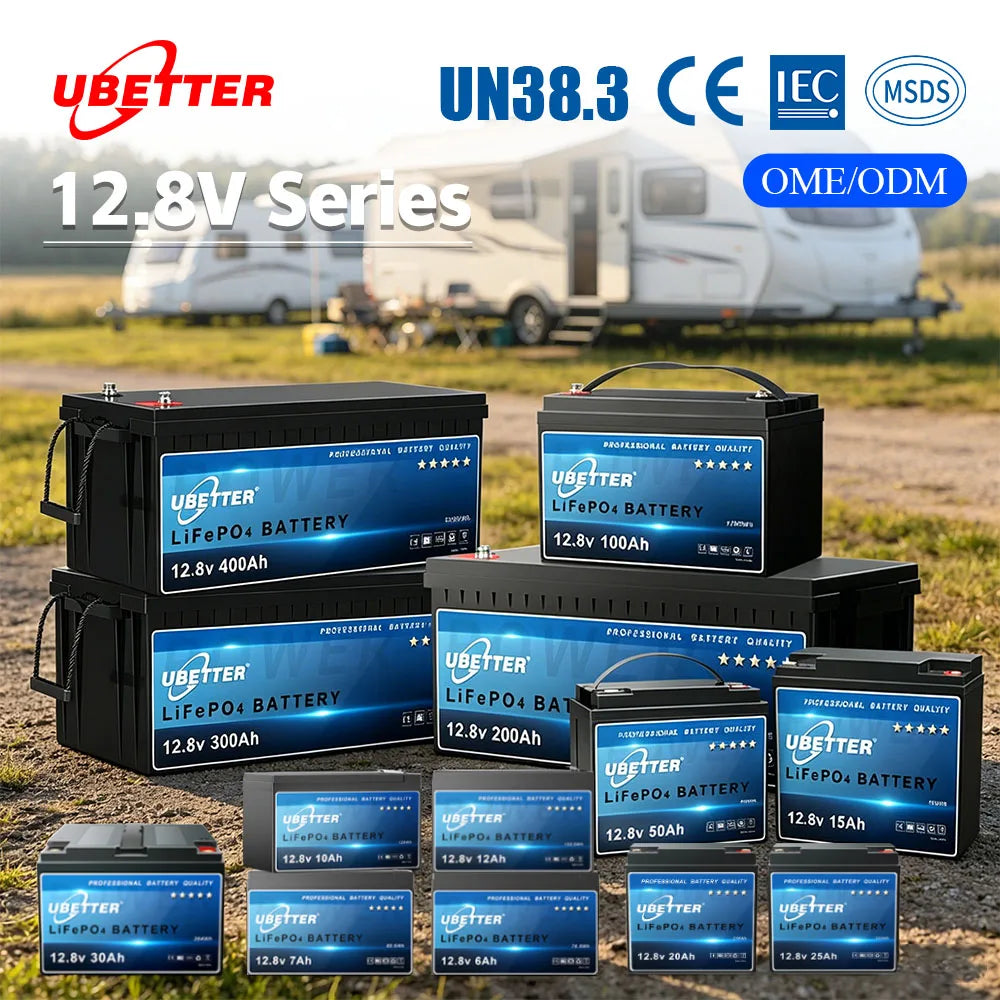 Ubetter EU Indonesia Stock 12V 3000-Cycle LiFePO4 Lithium Battery 7-200AH Deep Cycle Solar Battery Bluetooth/WiFi BMS for RVs