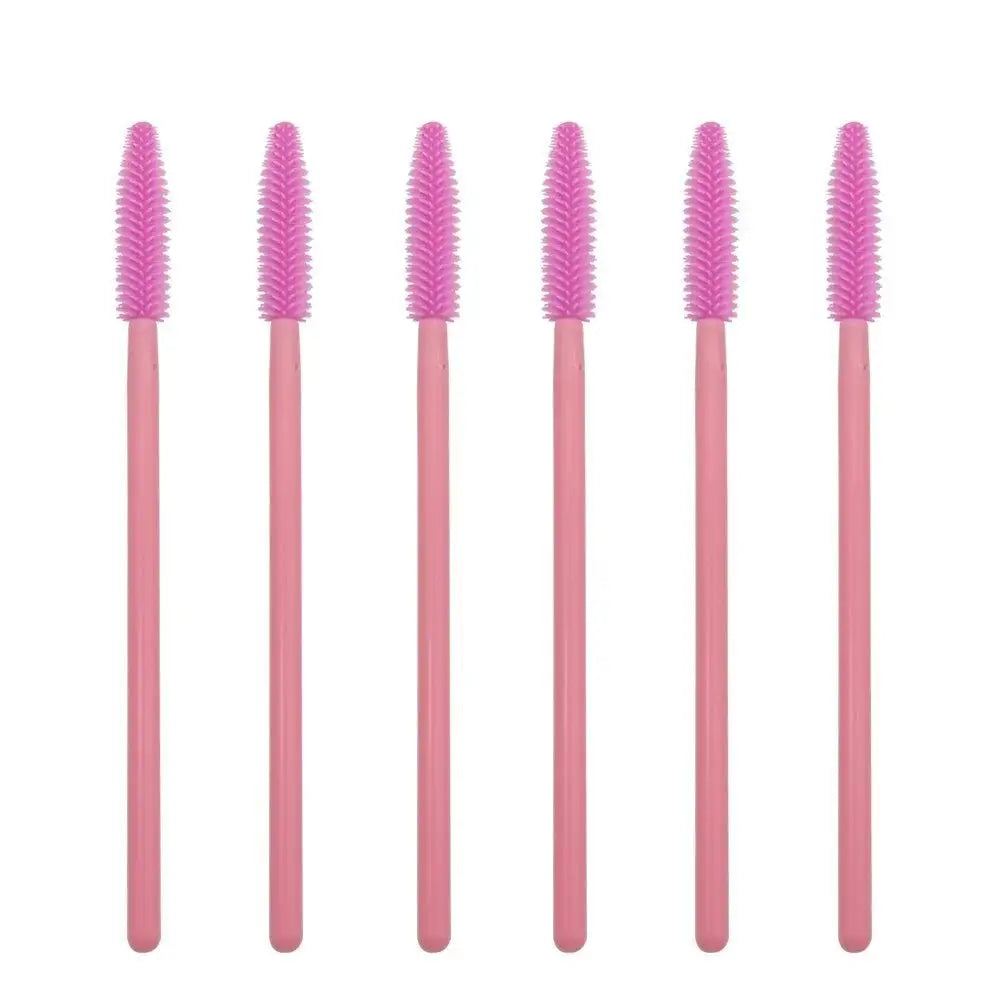 Wholesale Different Color Disposable Silicone Mascara Wand Eyelash Extension Brush Plastic Handle Custom Packaging