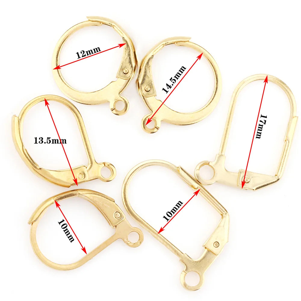 Fashion 18k Gold  No Tarnish Stainless Steel French D-shaped Rectangle Earrings Hook for Jewelry Accessories