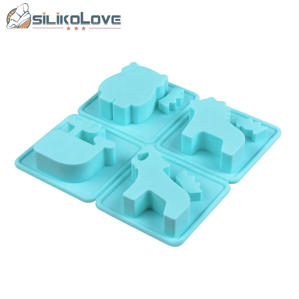 Multi Shape tiger Bear Whale Horse Soap Silicone Making Mold Wax Tools Ice Cube Tray Mold