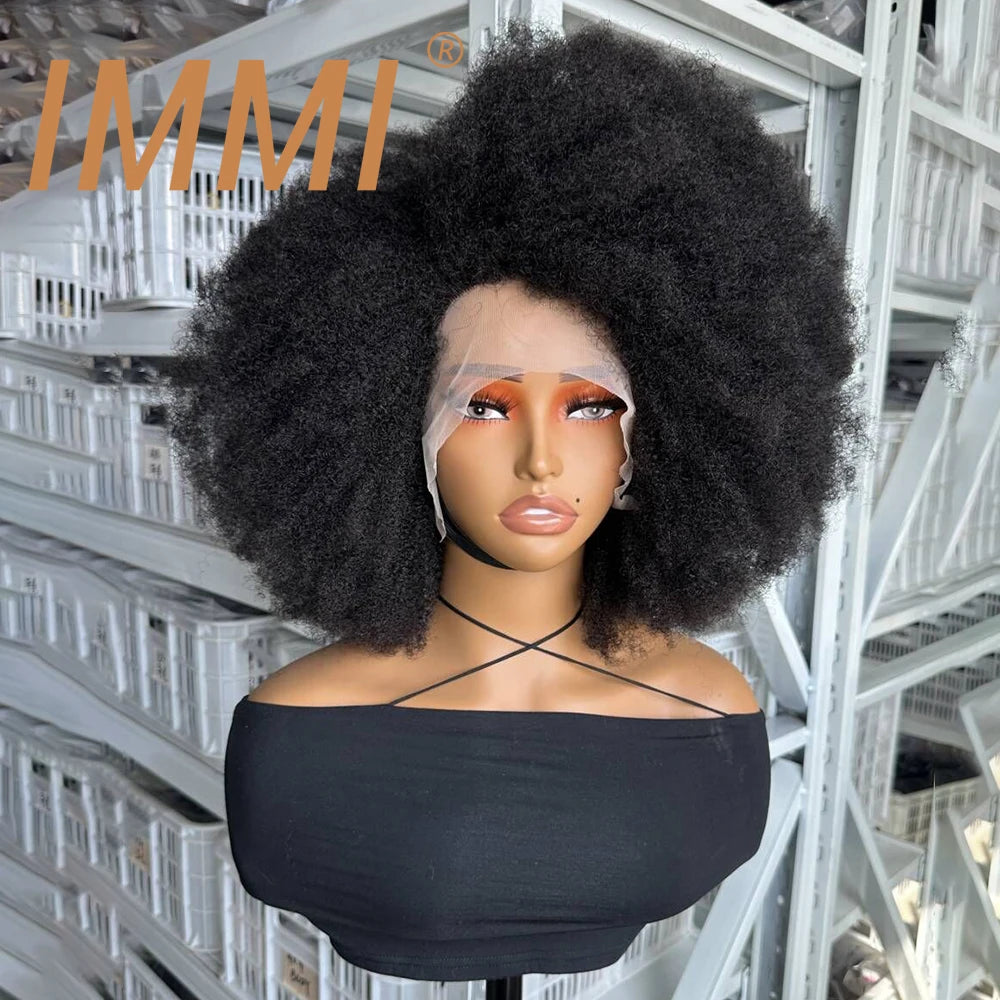 250% Density SDD Frontal Wigs Raw Hair Double Drawn Afro Curl Wig 13x1 Lace Front Human Hair Wigs