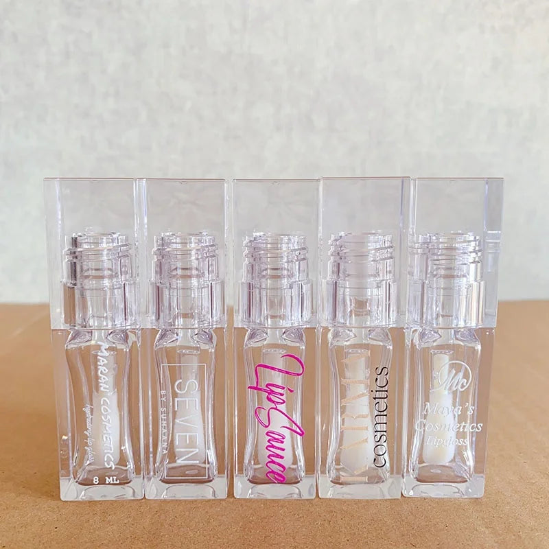 LZ Pack Private Label Transparent Big Wand Lipgloss Tubes 6ml Square Luxury Custom Lip Gloss Tubes for Cosmetics Cream Packaging