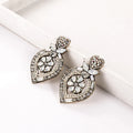 Vintage Crystal Heart Stud Earrings Women Hollow Colorful Bling Rhinestone Heart Shaped Earrings